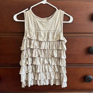 Peek Cream Ruffled Tank Top